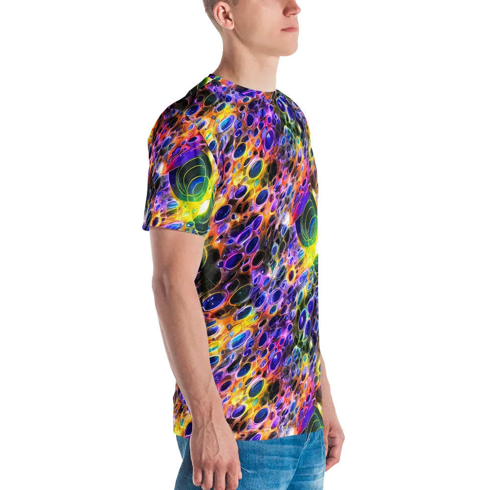 Neon Orbits on Men's Crew Neck T-Shirt — Right
