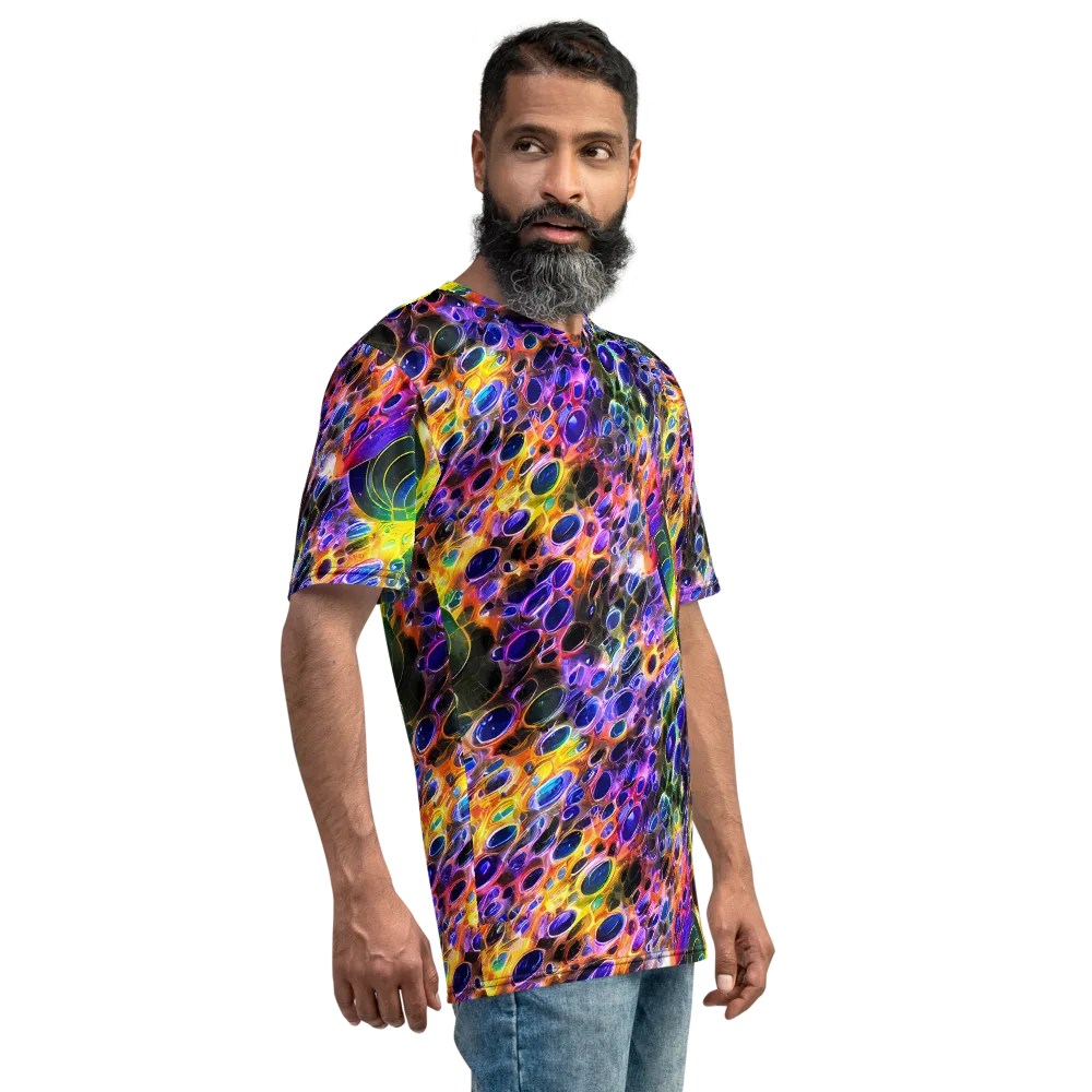 Neon Orbits on Men's Crew Neck T-Shirt — Right