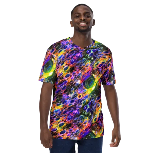 Neon Orbits on a Men's Crew Neck T-Shirt