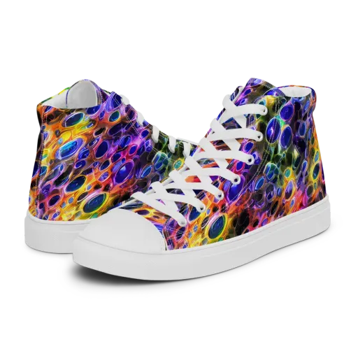 Neon Orbits on a Men's High Top Canvas Shoes