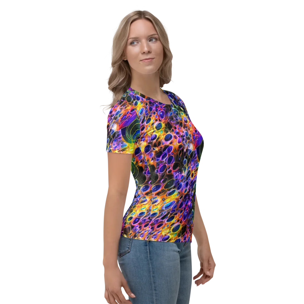 Neon Orbits on Women's Crew Neck T-Shirt — Right