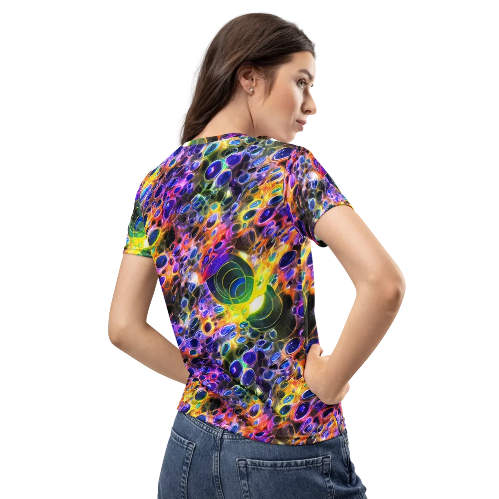 Neon Orbits on Women's Crew Neck T-Shirt — Back