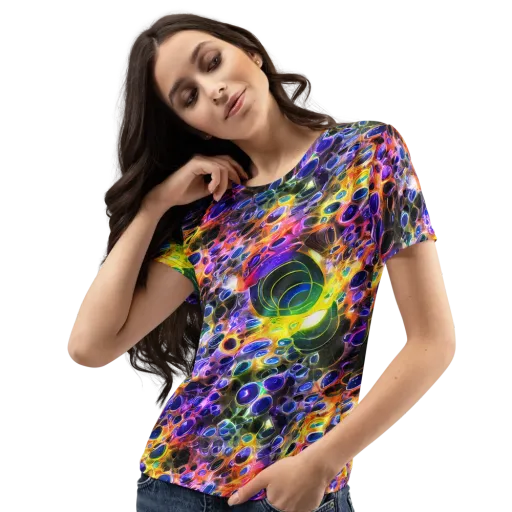 Neon Orbits on a Women's Crew Neck T-Shirt