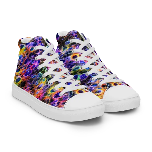 Neon Orbits on a Women's High Top Canvas Shoes