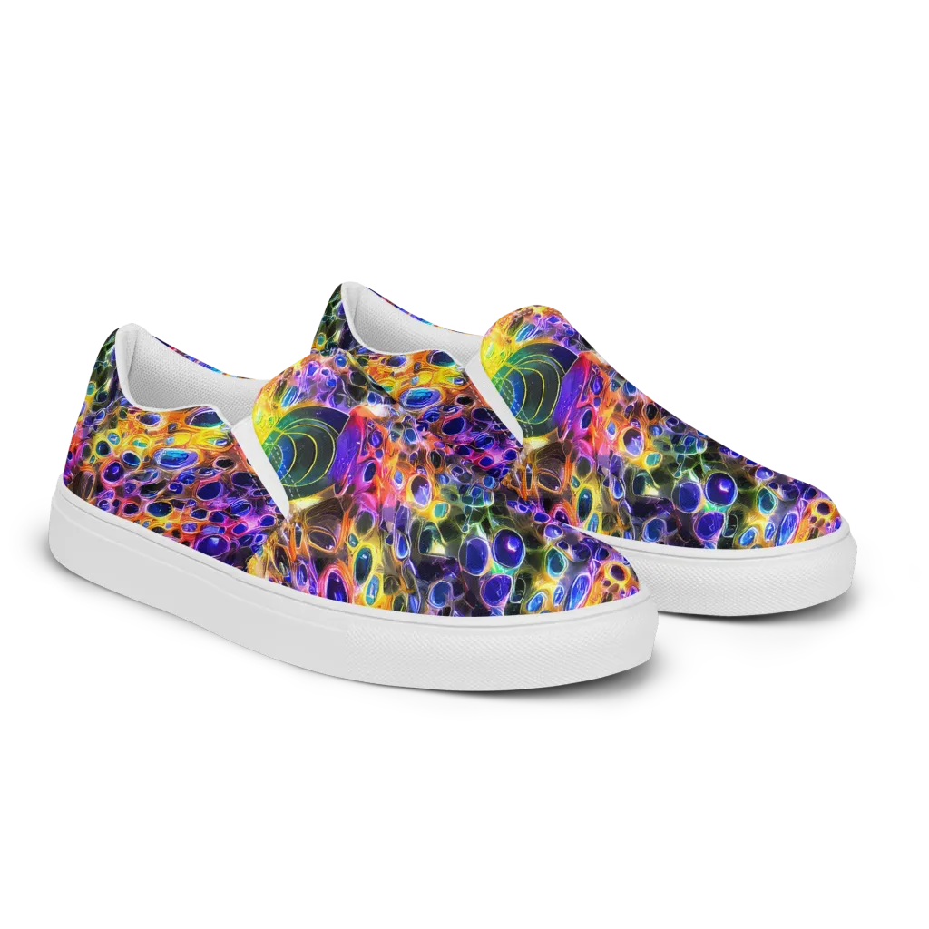Neon Orbits on Men's Slip-On Canvas Shoes — Right Front