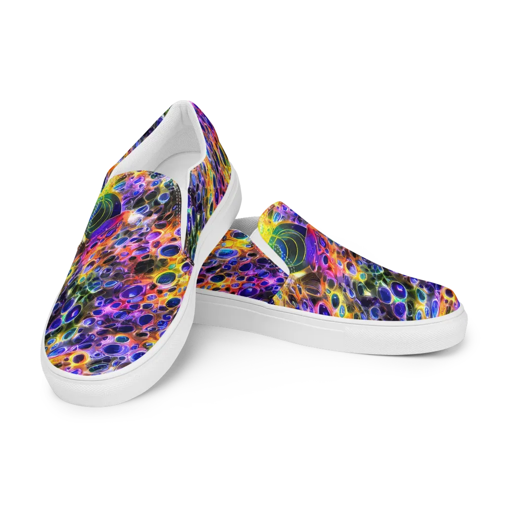 Neon Orbits on Men's Slip-On Canvas Shoes — Left Front