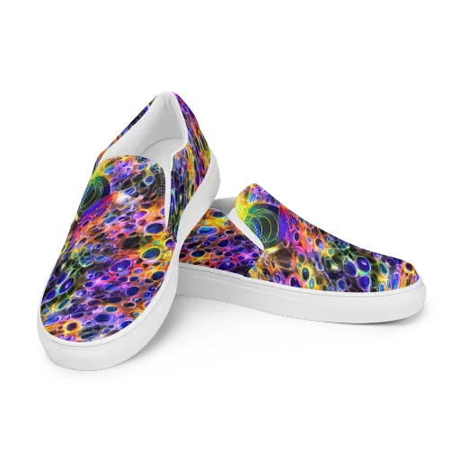 Neon Orbits on a Men's Slip-On Canvas Shoes