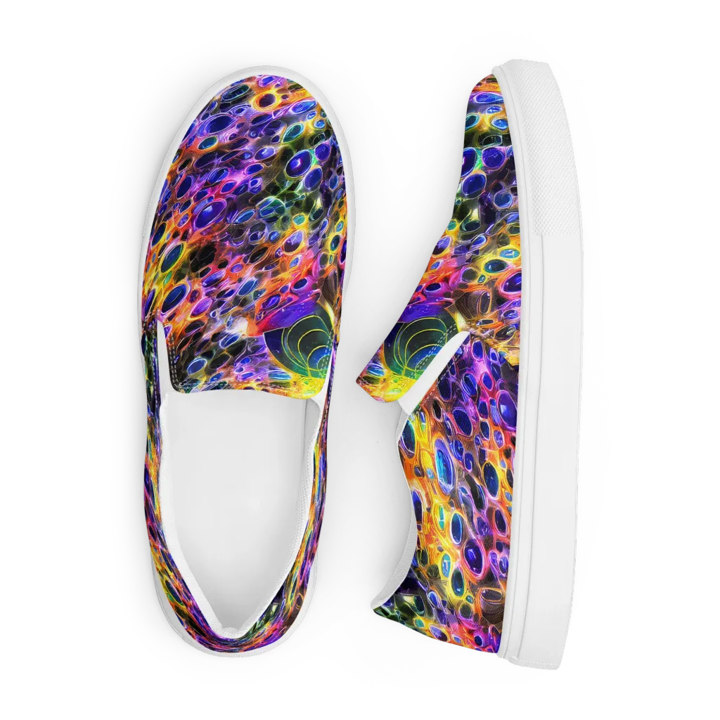 Neon Orbits on Men's Slip-On Canvas Shoes — Front