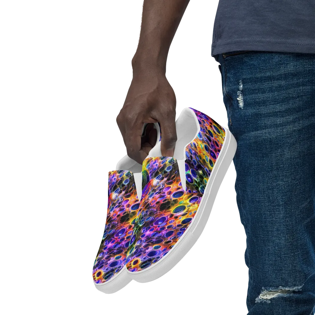 Neon Orbits on Men's Slip-On Canvas Shoes — Left Front