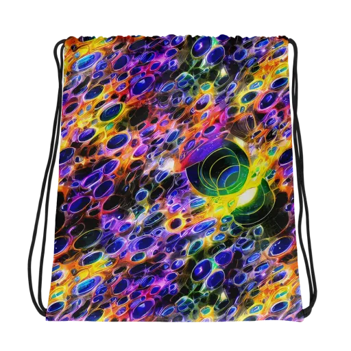 Neon Orbits on a Drawstring Bag