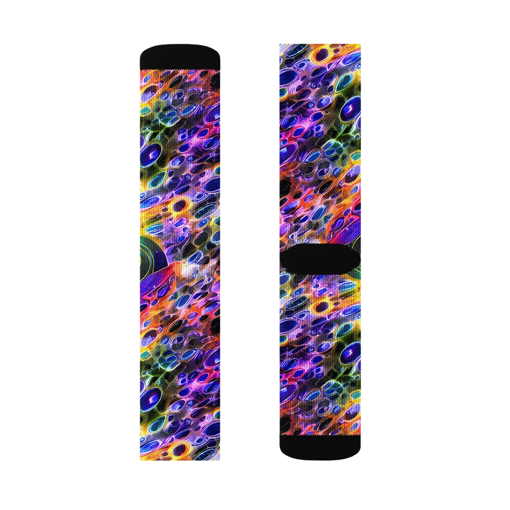 Neon Orbits on Socks — Left Sock