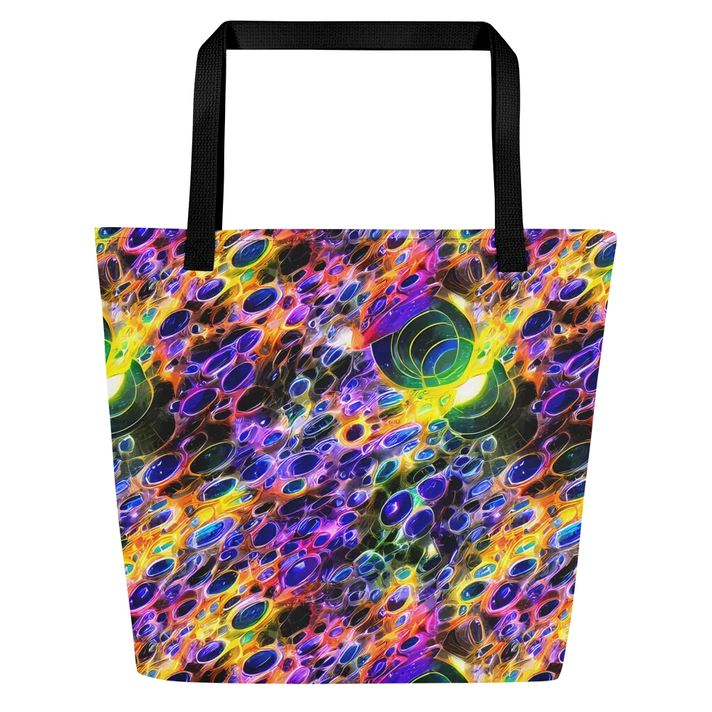 Neon Orbits on Large Tote Bag W/ Pocket — Front