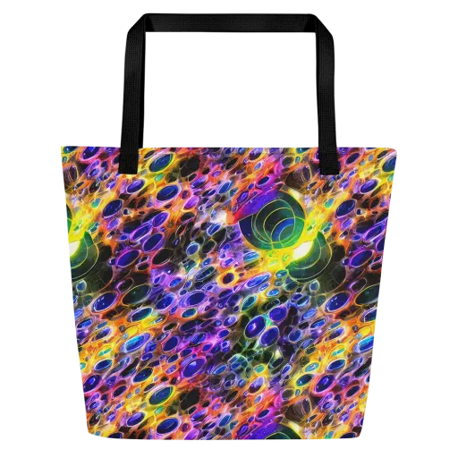Neon Orbits on a Large Tote Bag W/ Pocket