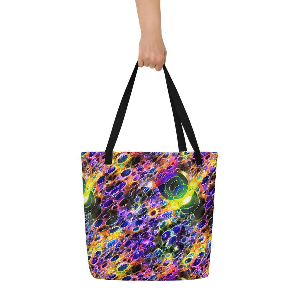 Neon Orbits on Large Tote Bag W/ Pocket — Front