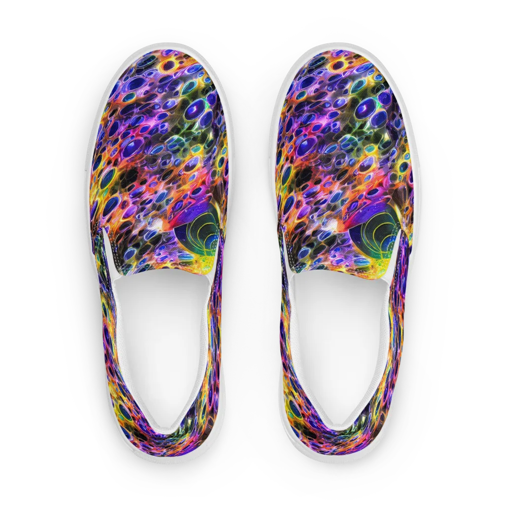 Neon Orbits on Women's Slip-On Canvas Shoes — Front