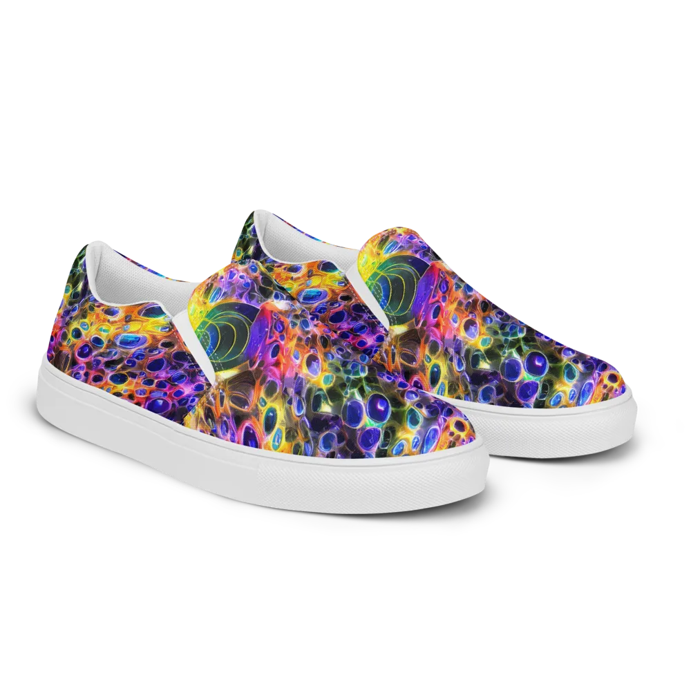 Neon Orbits on Women's Slip-On Canvas Shoes — Right Front