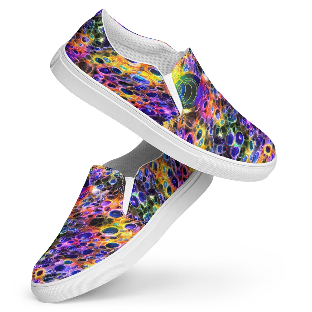 Neon Orbits on Women's Slip-On Canvas Shoes — Front