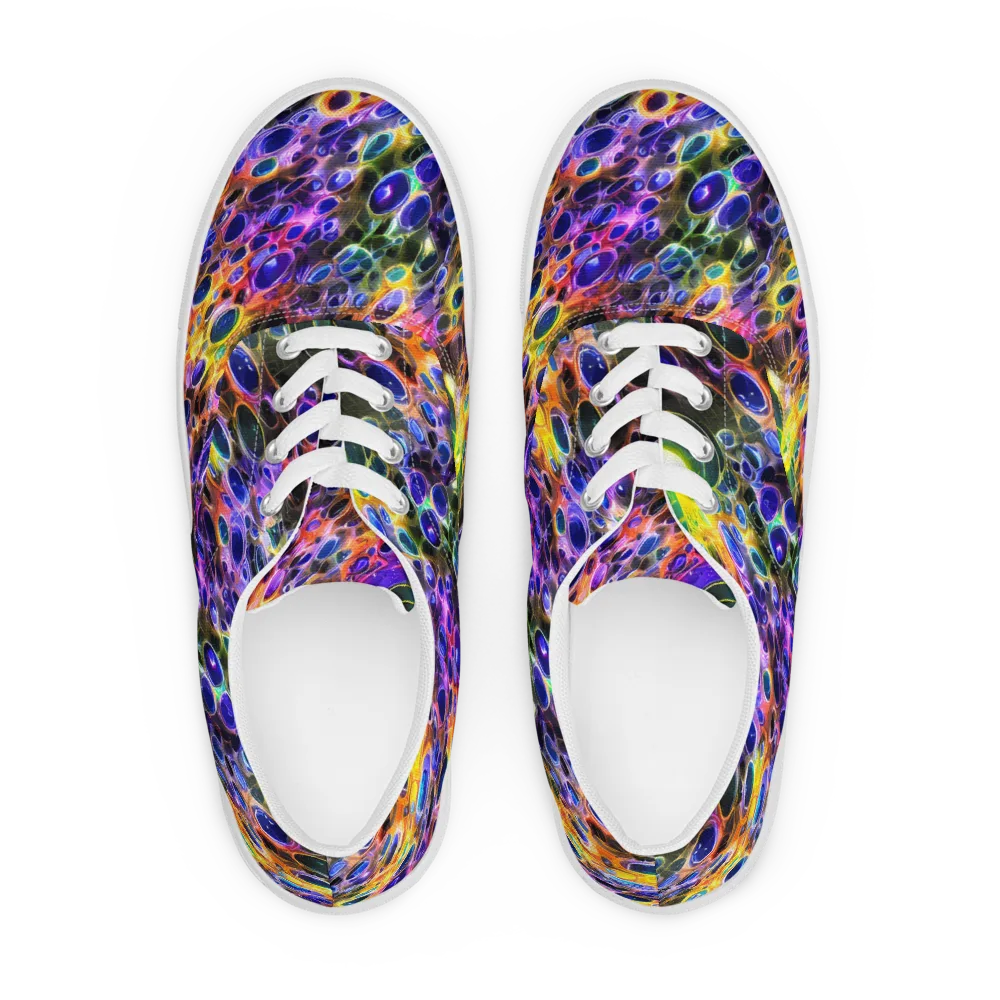 Neon Orbits on Men's Lace-Up Canvas Shoes — Front