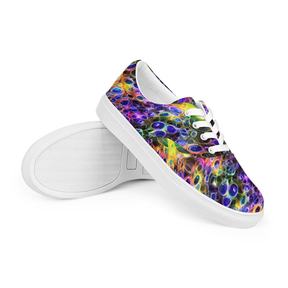 Neon Orbits on Men's Lace-Up Canvas Shoes — Right Front