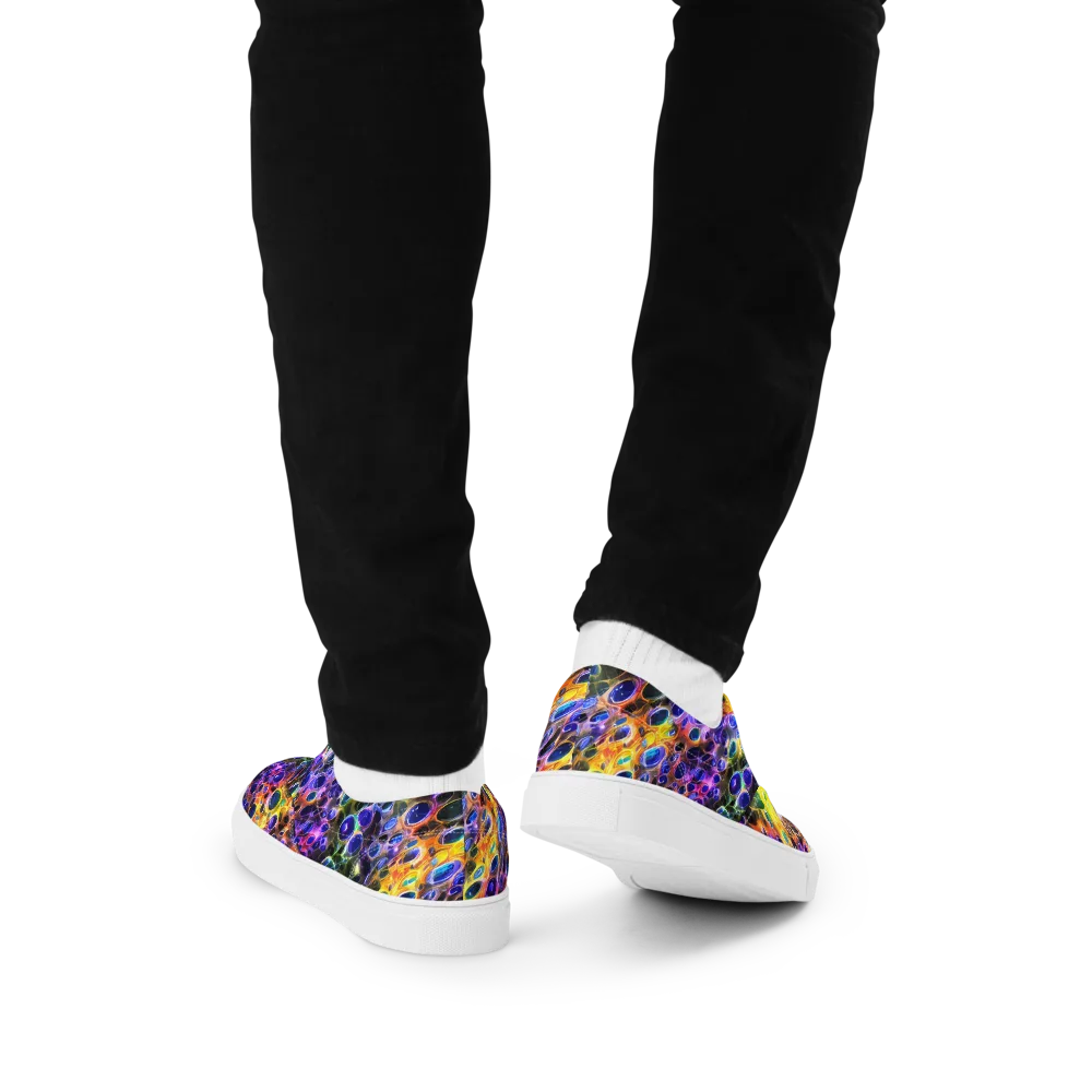 Neon Orbits on Men's Lace-Up Canvas Shoes — Back