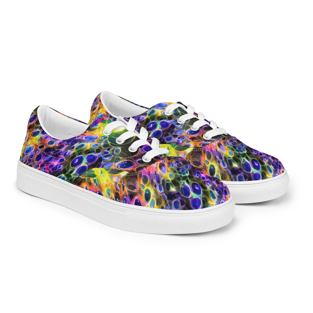 Neon Orbits on Men's Lace-Up Canvas Shoes — Right Front