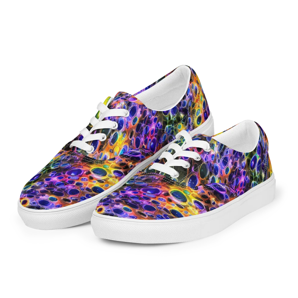 Neon Orbits on Men's Lace-Up Canvas Shoes — Left Front