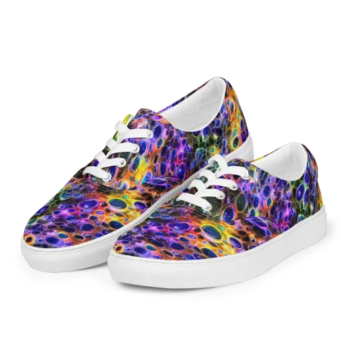 Neon Orbits on a Men's Lace-Up Canvas Shoes
