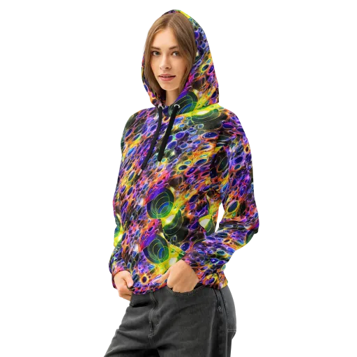 Neon Orbits on a Cotton Hoodie