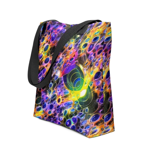 Neon Orbits on a Tote Bag