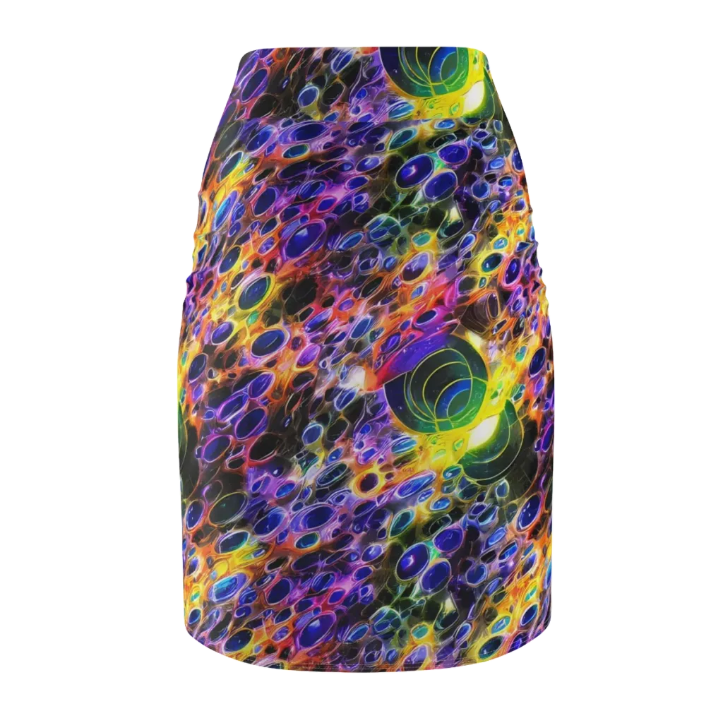 Neon Orbits on Pencil Skirt — Back