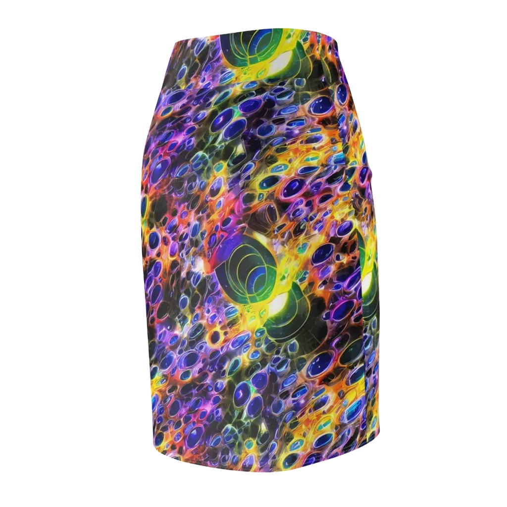 Neon Orbits on Pencil Skirt — Back Side