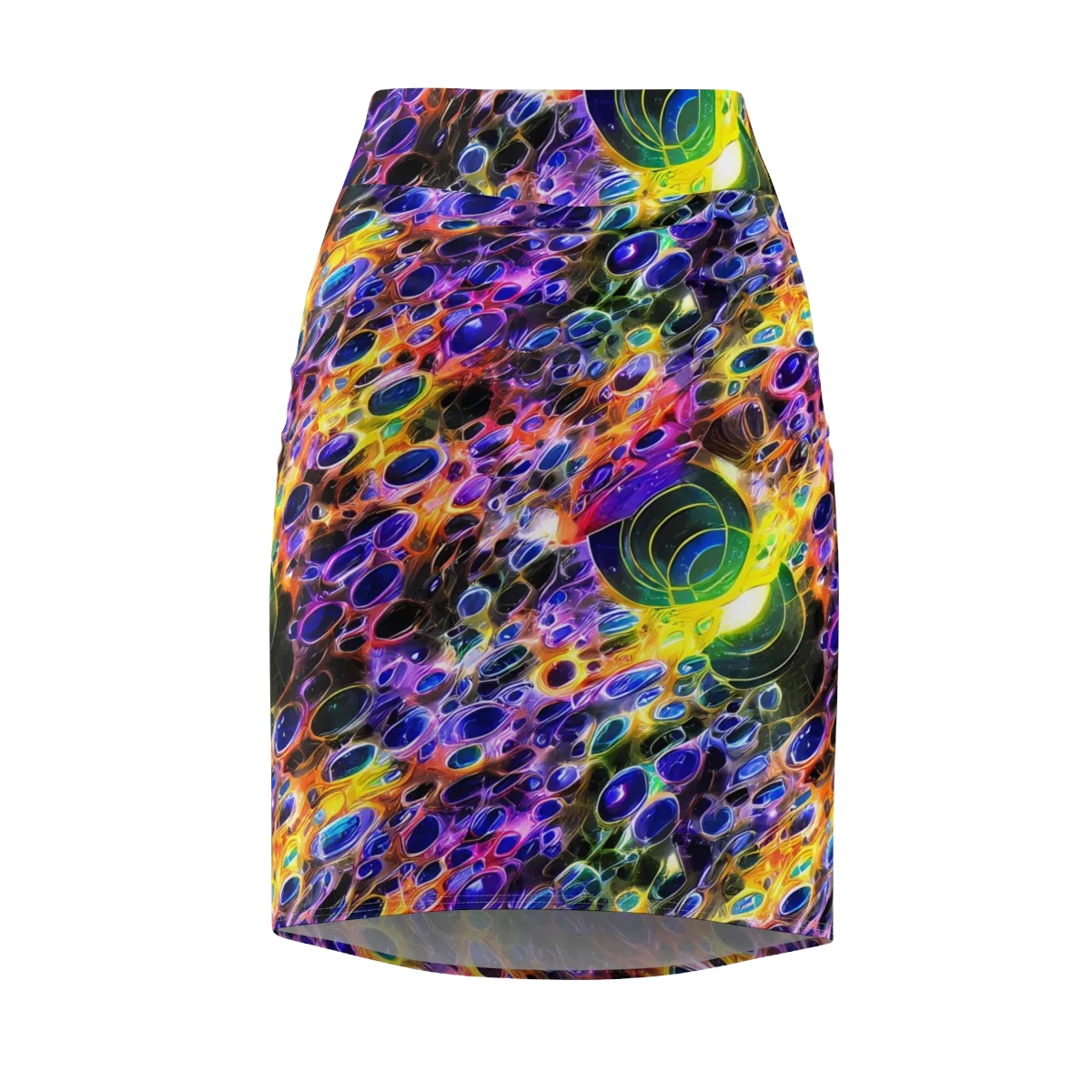Neon Orbits on Pencil Skirt — Front