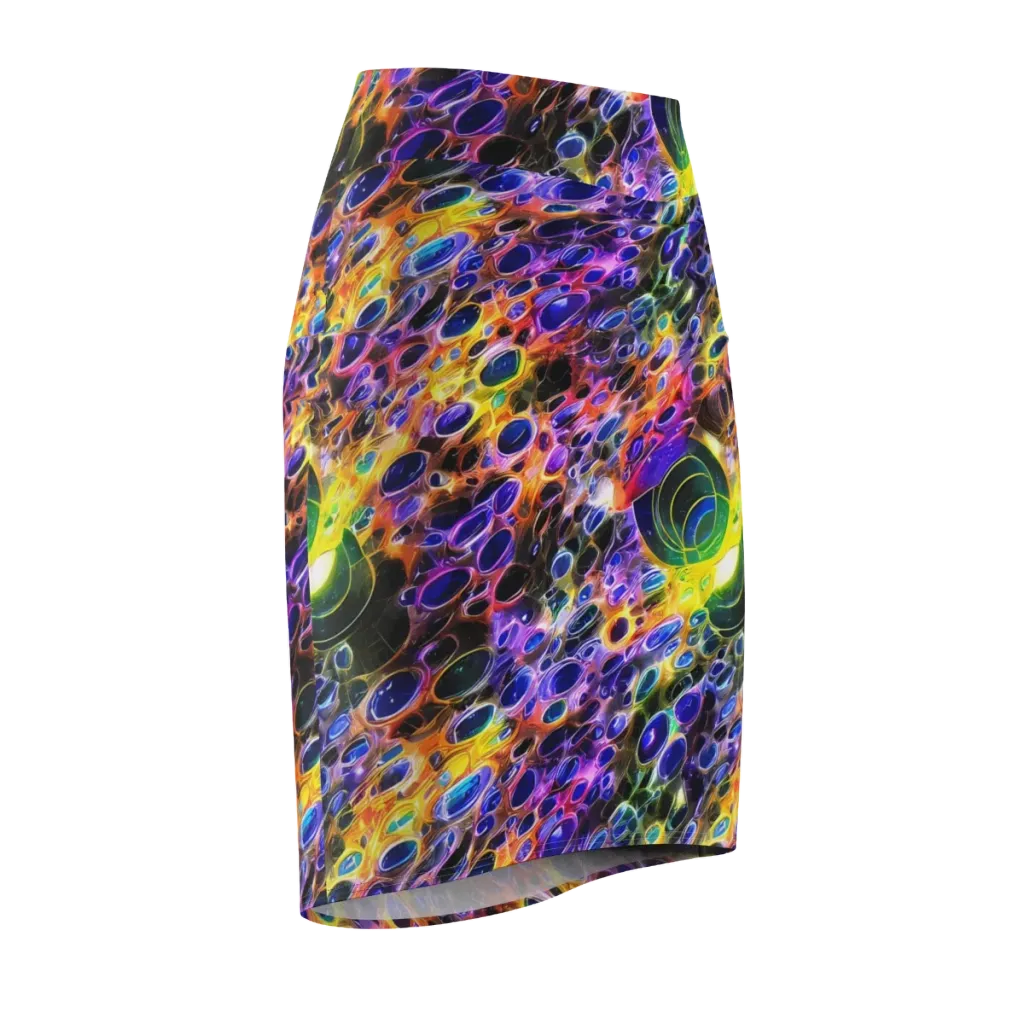 Neon Orbits on Pencil Skirt — Front Side