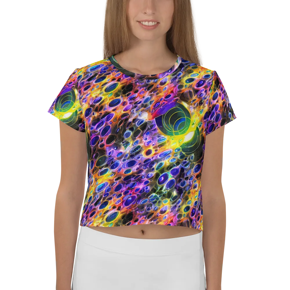 Neon Orbits on Crop Tee — Front