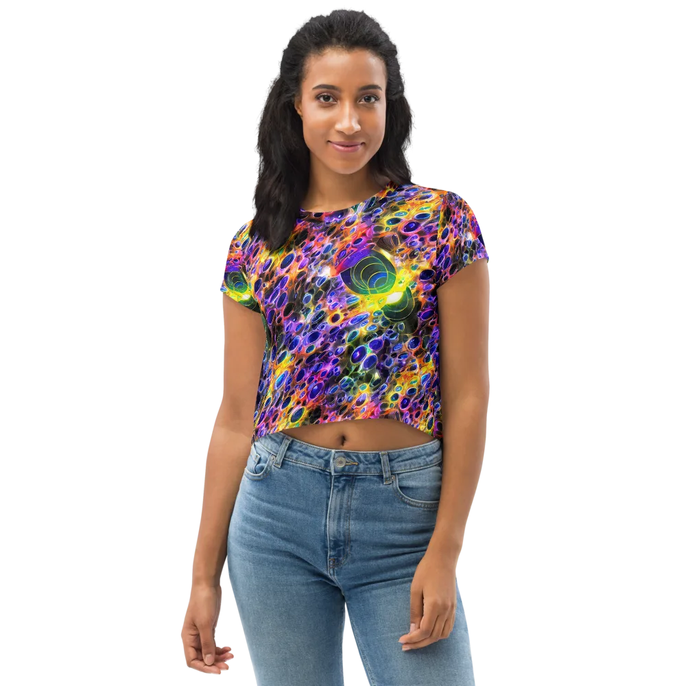 Neon Orbits on Crop Tee — Front