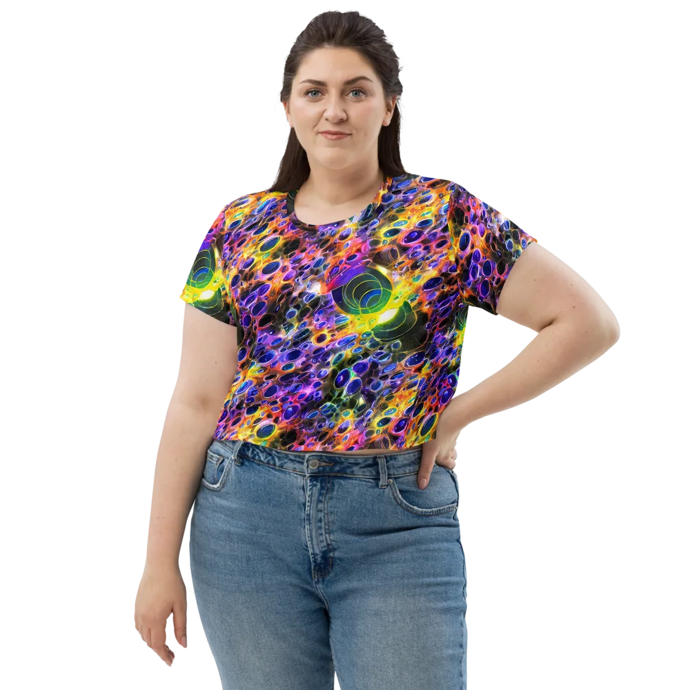 Neon Orbits on Crop Tee — Front