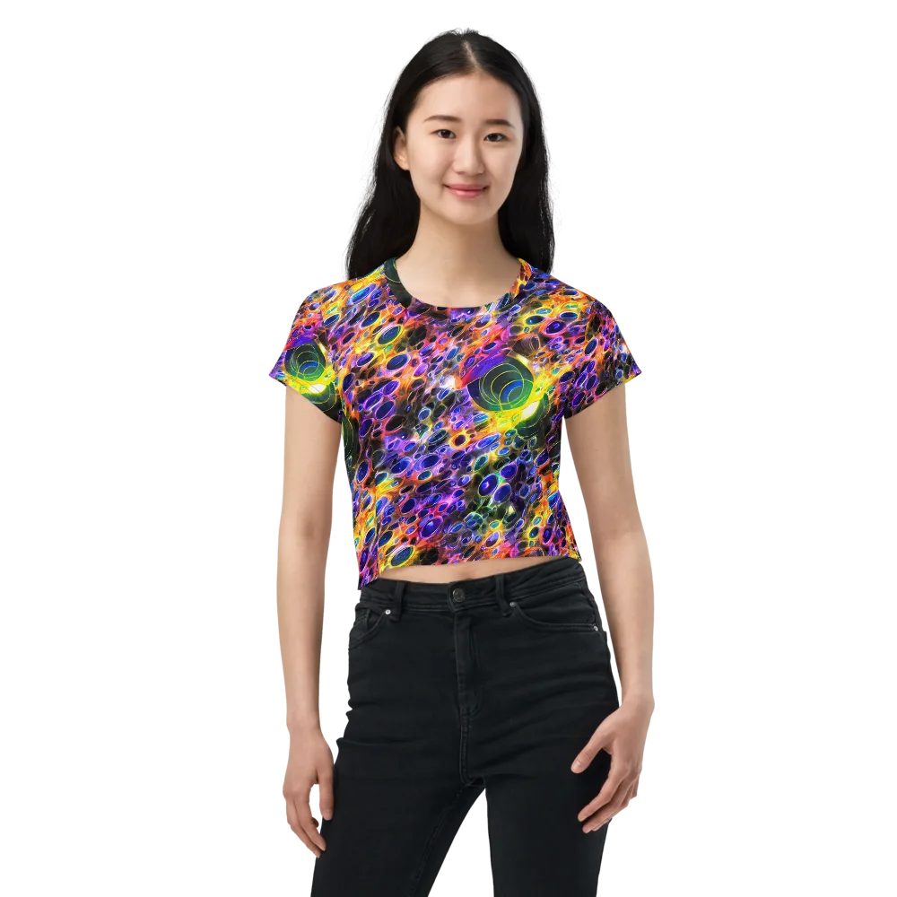 Neon Orbits on Crop Tee — Front