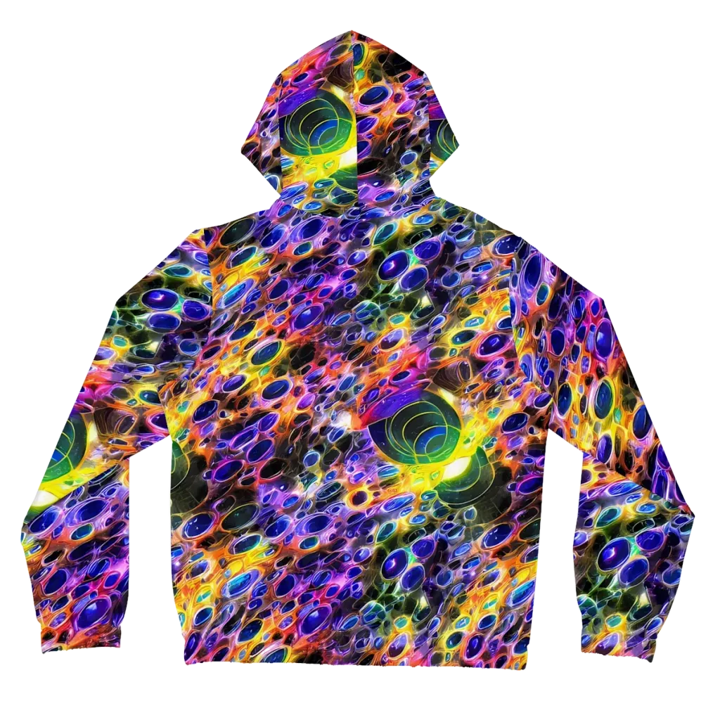 Neon Orbits on Women's Full-Zip Hoodie — Back
