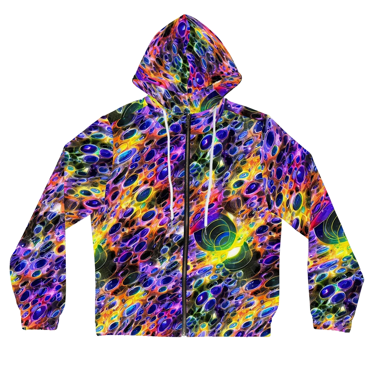 Neon Orbits on Women's Full-Zip Hoodie — Front