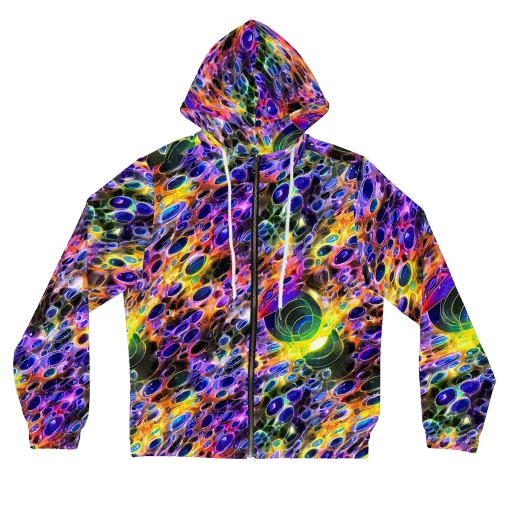 Neon Orbits on a Women's Full-Zip Hoodie