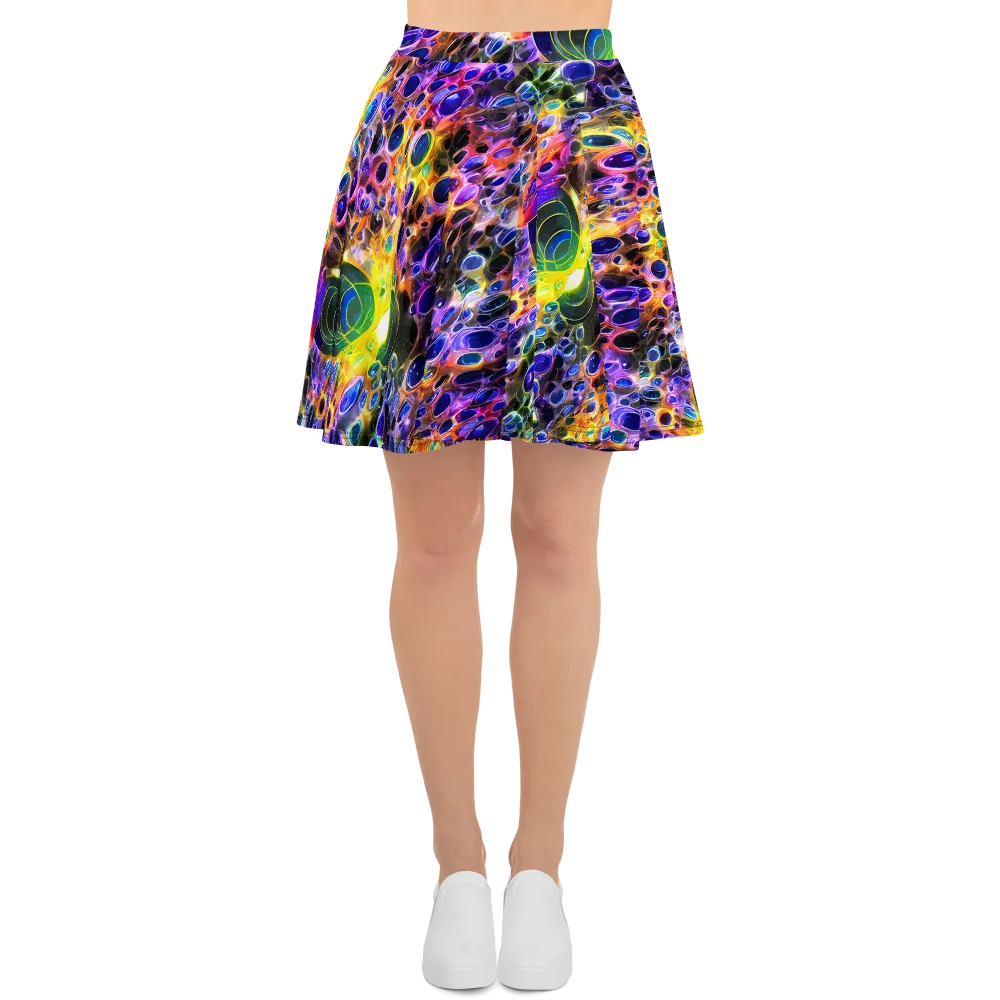 Neon Orbits on Skater Skirt — Front
