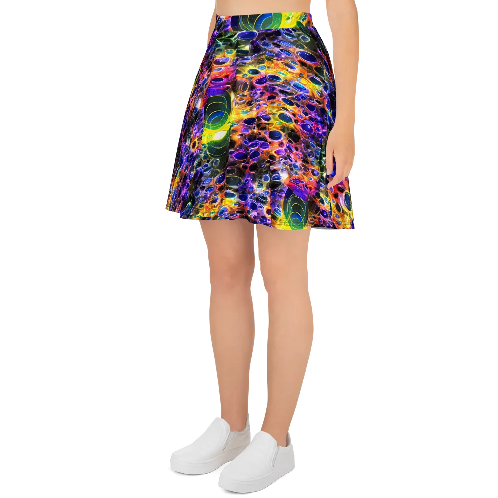 Neon Orbits on Skater Skirt — Left