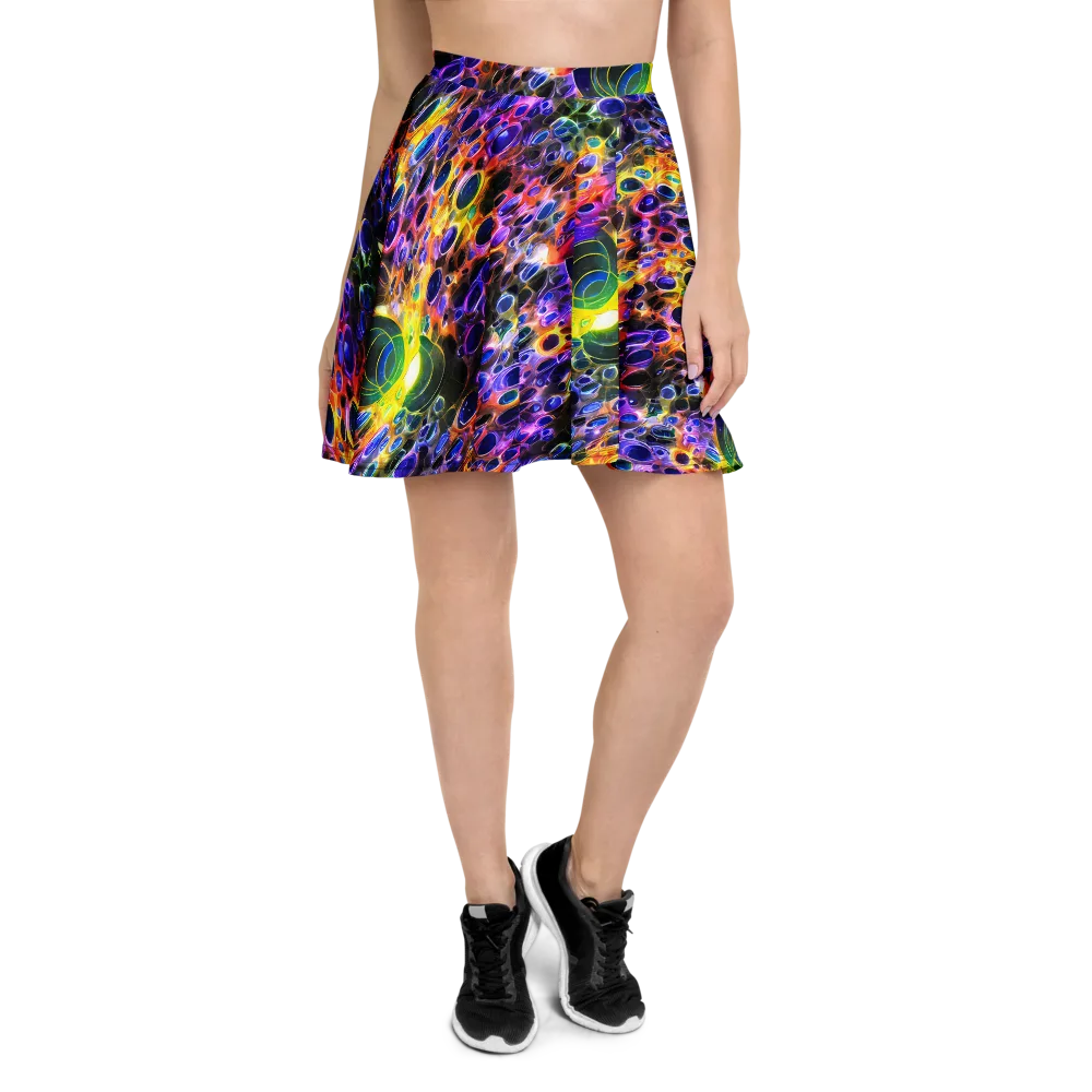 Neon Orbits on Skater Skirt — Front