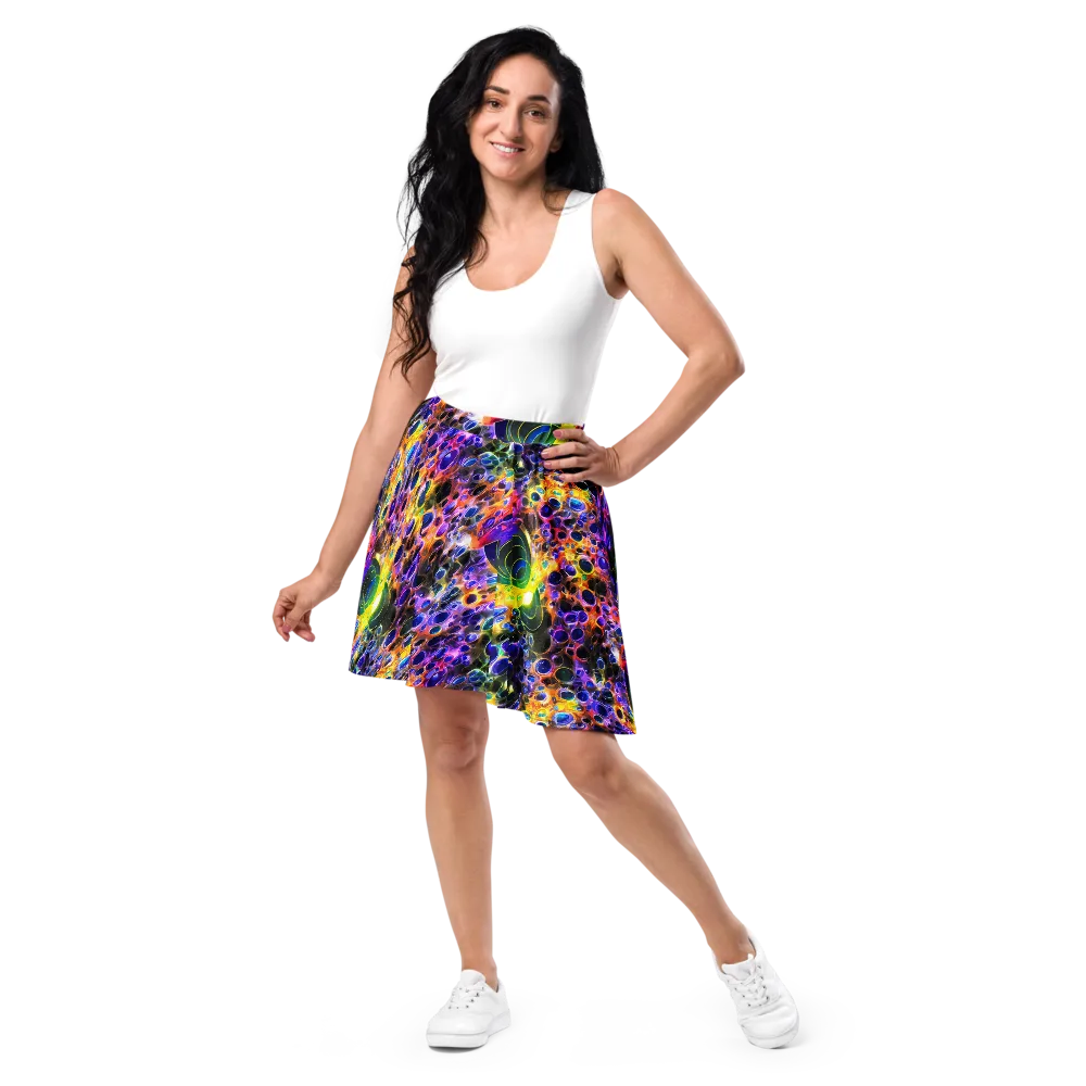 Neon Orbits on Skater Skirt — Front
