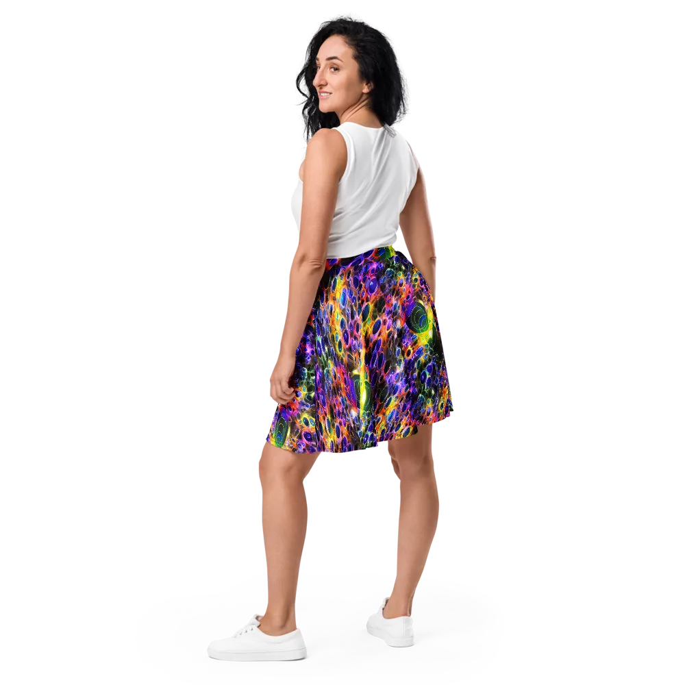 Neon Orbits on Skater Skirt — Back
