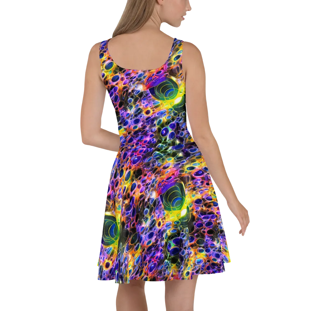 Neon Orbits on Skater Dress — Back