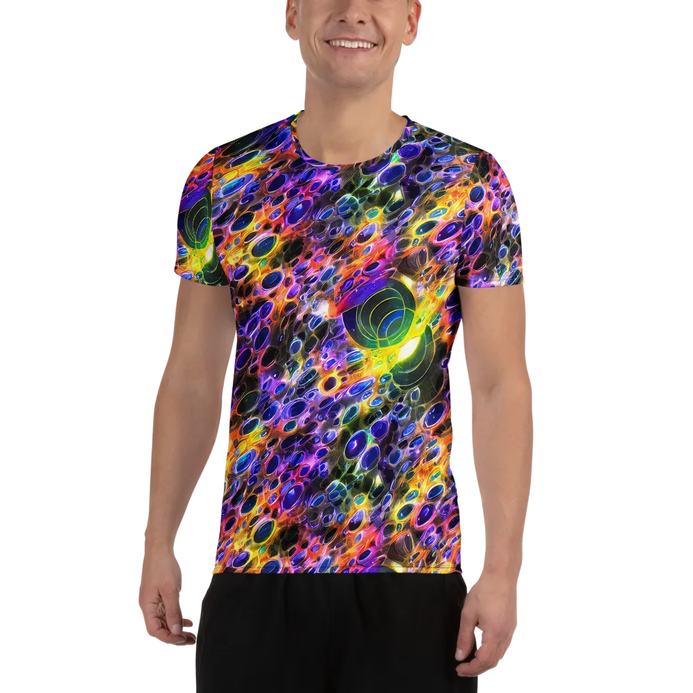 Neon Orbits on Men's Athletic T-Shirt — Front