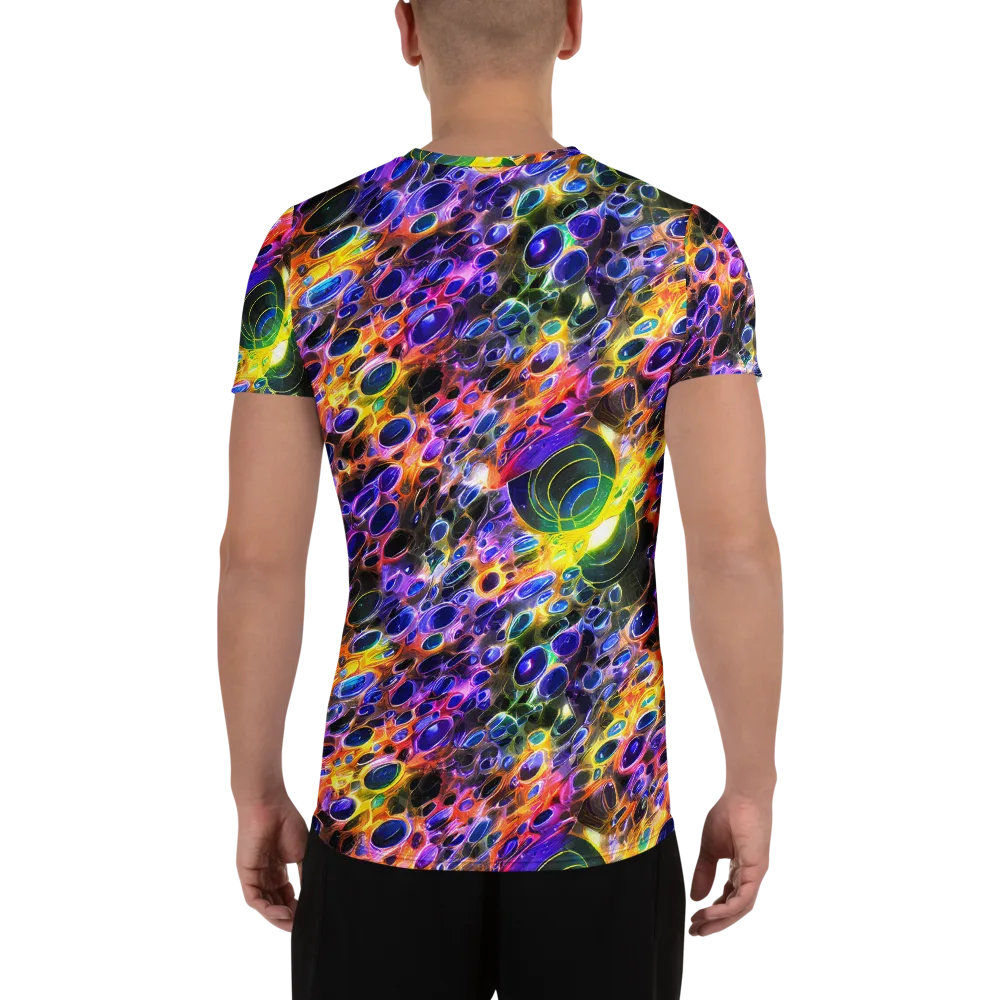 Neon Orbits on Men's Athletic T-Shirt — Back