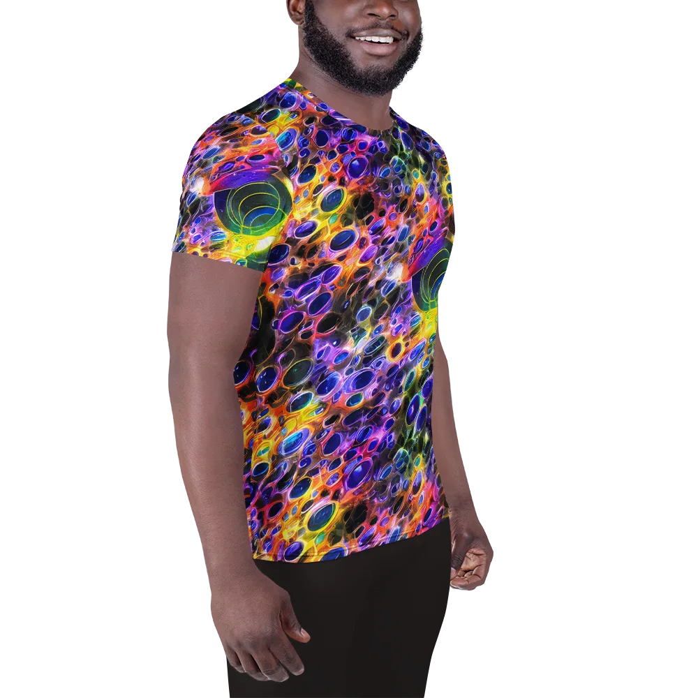 Neon Orbits on Men's Athletic T-Shirt — Right