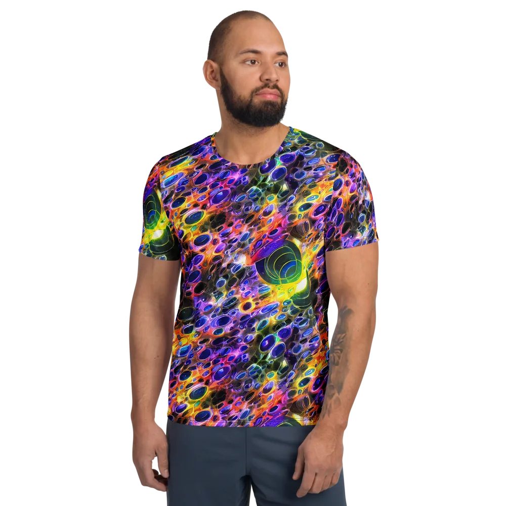 Neon Orbits on Men's Athletic T-Shirt — Front